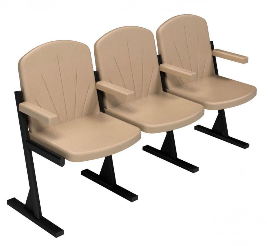 Крісло для актового залу м'яке 3-місне (шкірзамінник), із підлокітником,(ТОВ ‘’АЛМАНТ’’), 1620х545х880 мм.